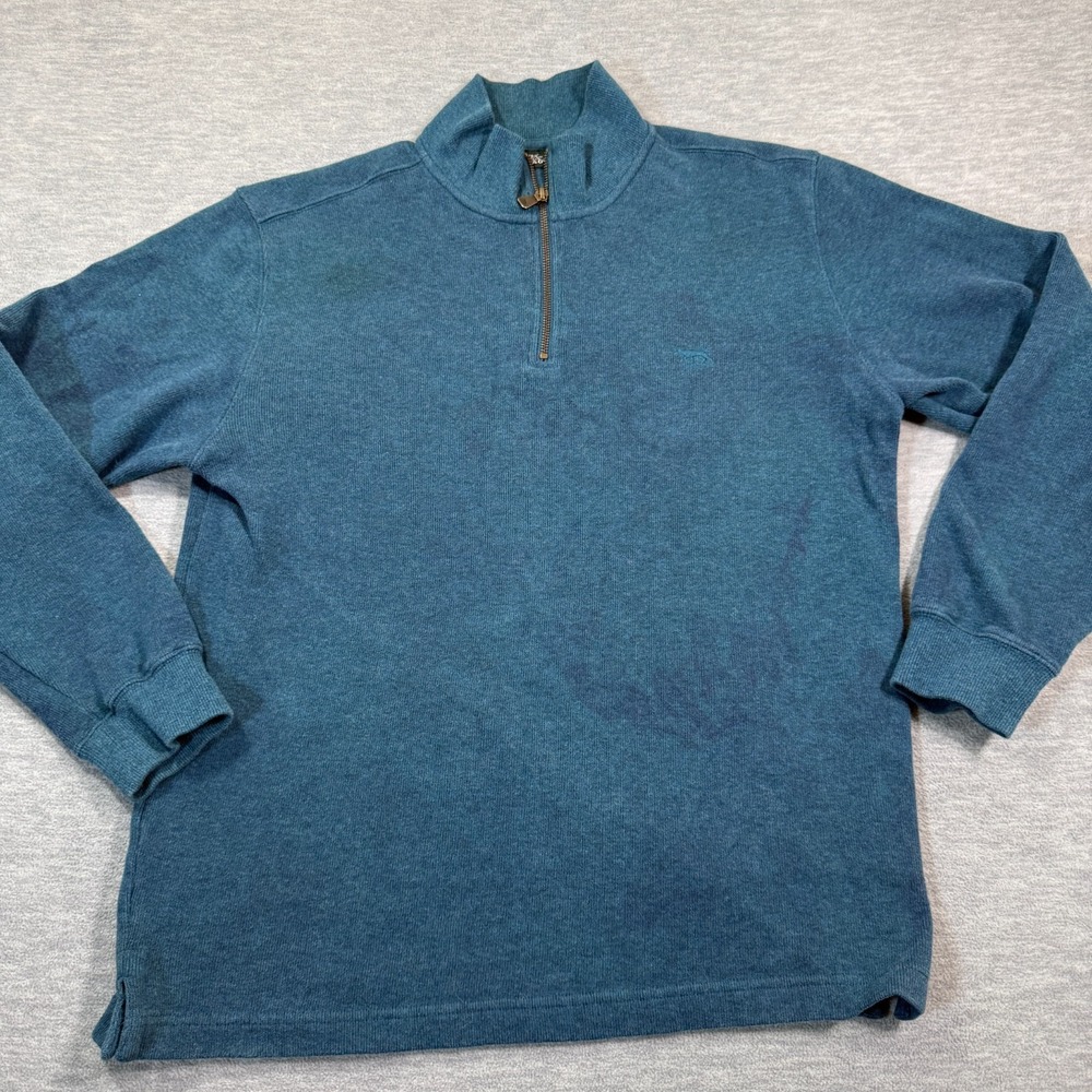 Rodd & Gunn Pullover Men M Blue 1/4 Zip Mock Neck Knit Sweater Casual Warm